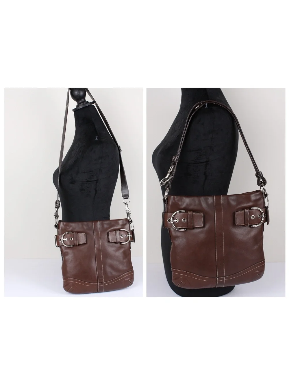 Vintage Coach Soho Slim Duffle Brown Leather Crossbody Shoulder Bag 1452 Y2K
